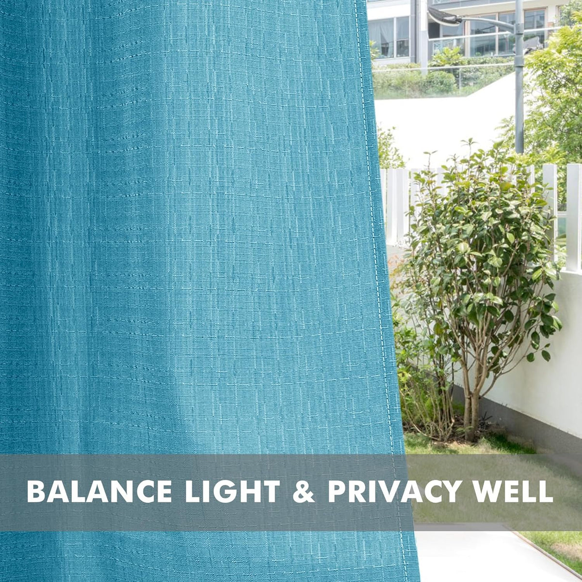 HolidayIdeas 4 Panels Linen Outdoor Curtains for Patio Waterproof-Teal Outside Curtains 54"x