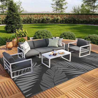 GENIMO Outdoor Rug 10' x 14' Waterproof for Patios Clearance, Reversible Outdoor Plastic Straw