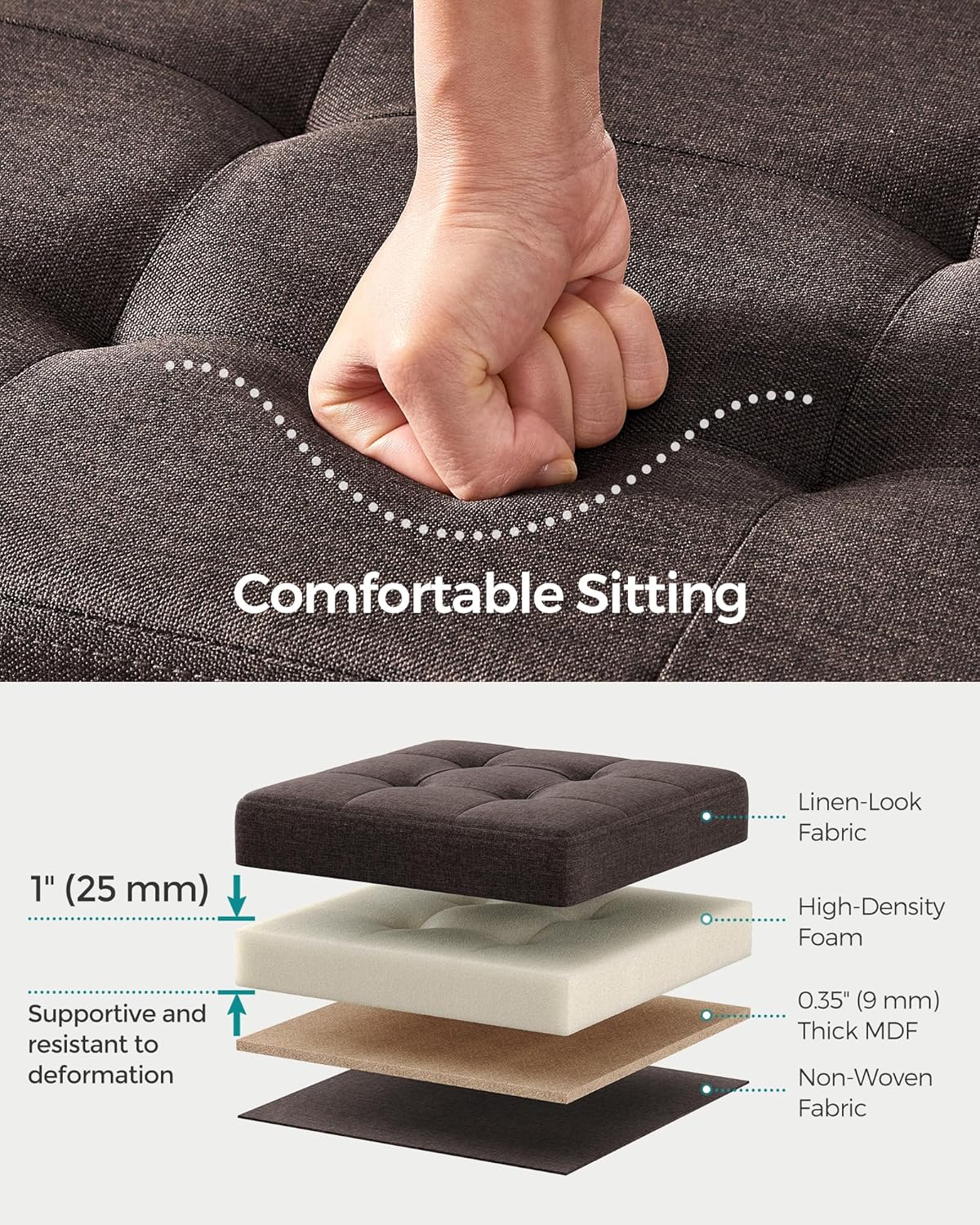 SONGMICS Mazie Collection - 30 Inches Folding Storage Ottoman Bench, Ottoman Foot Rest, End of Bed