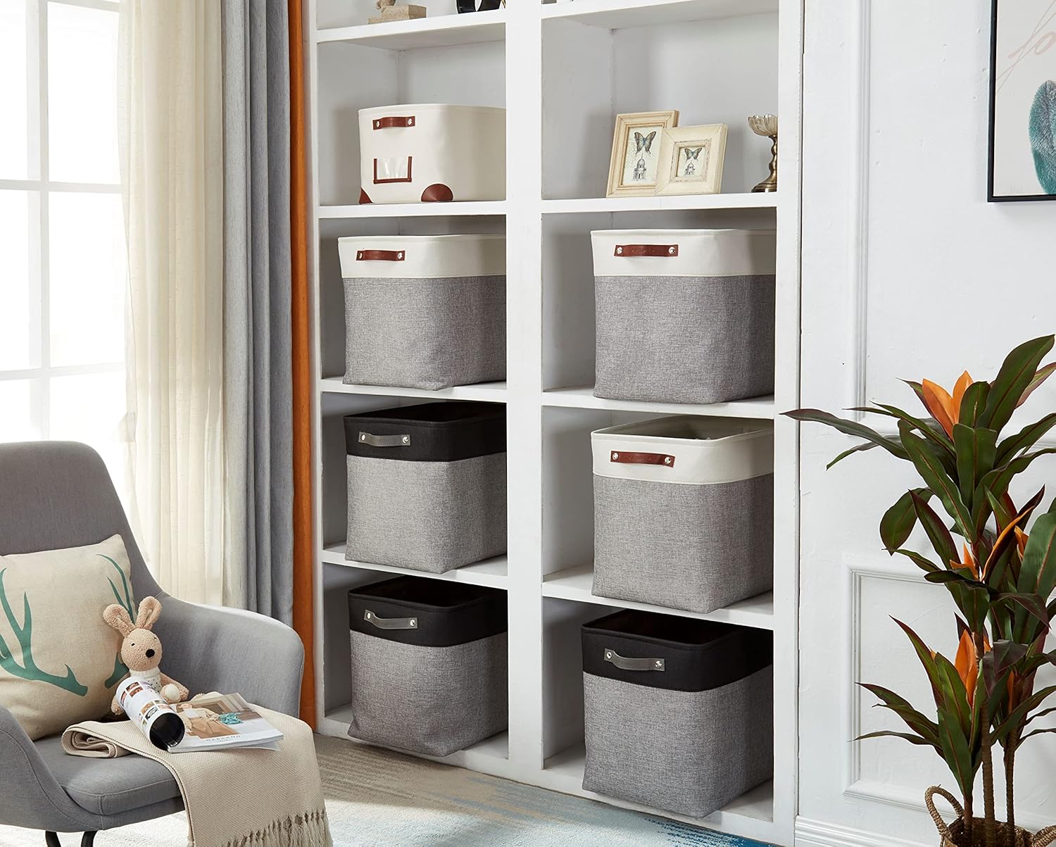 DECOMOMO Storage Baskets | Large Storage Bins 54.5L Fabric Baskets for Organizing Laundry Nursery