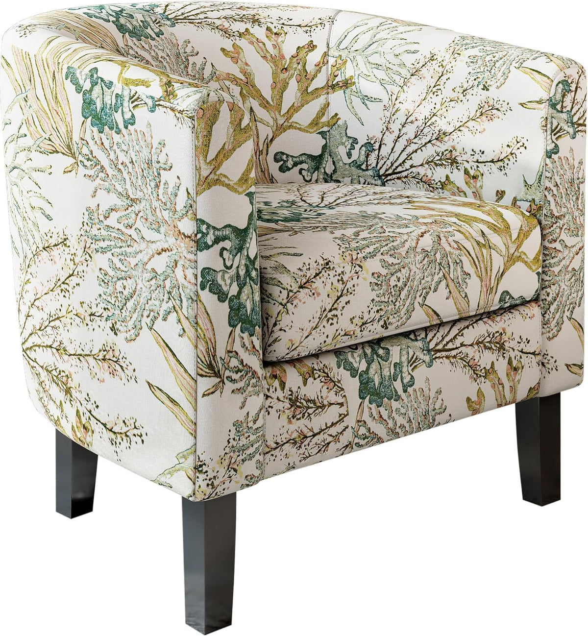 BELLEZE Living Room Chair, Linen Round Accent Barrel Chair, Club Tub Sofa Chair for Bedroom, Corner