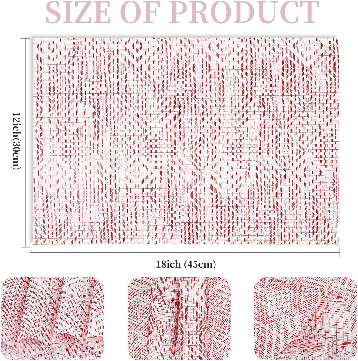 Vinyl Plastic Placemats Set of 6 Washable Heat Resistant Non-Slip Elegant Indoor Outdoor Kitchen