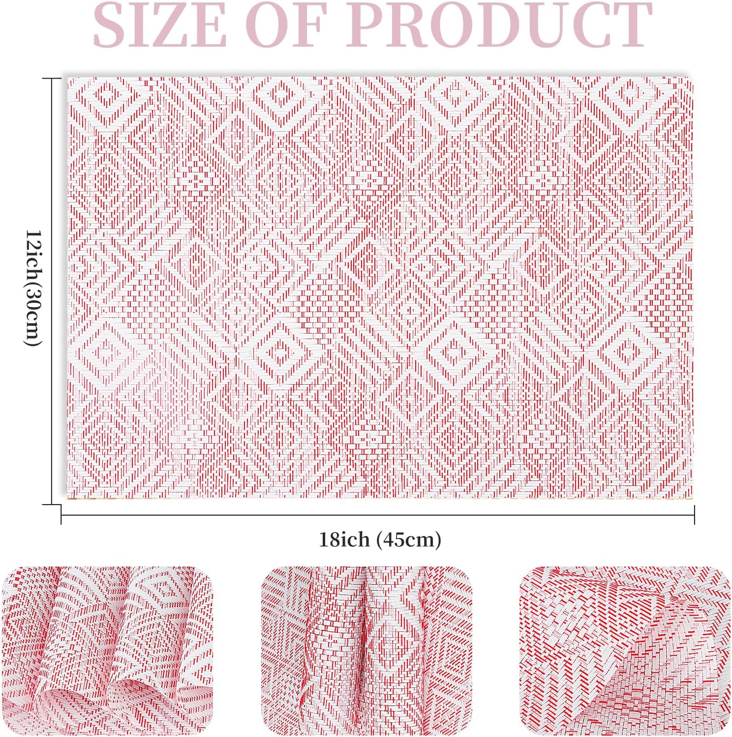Vinyl Plastic Placemats Set of 6 Washable Heat Resistant Non-Slip Elegant Indoor Outdoor Kitchen