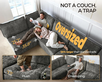 Oversized Modular Sofa Comfy Cloud Couch with Storage, Extra Deep Plush Sectional Sofa Set for