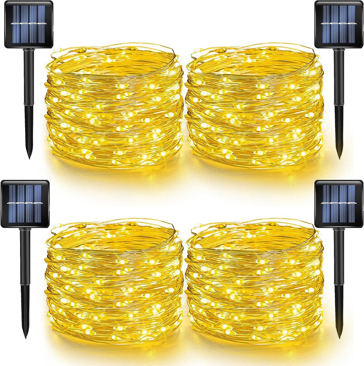 Dazzle Bright 4 Pack Solar String Lights Outdoor, Total 160FT 480LED Solar Powered Waterproof Fairy