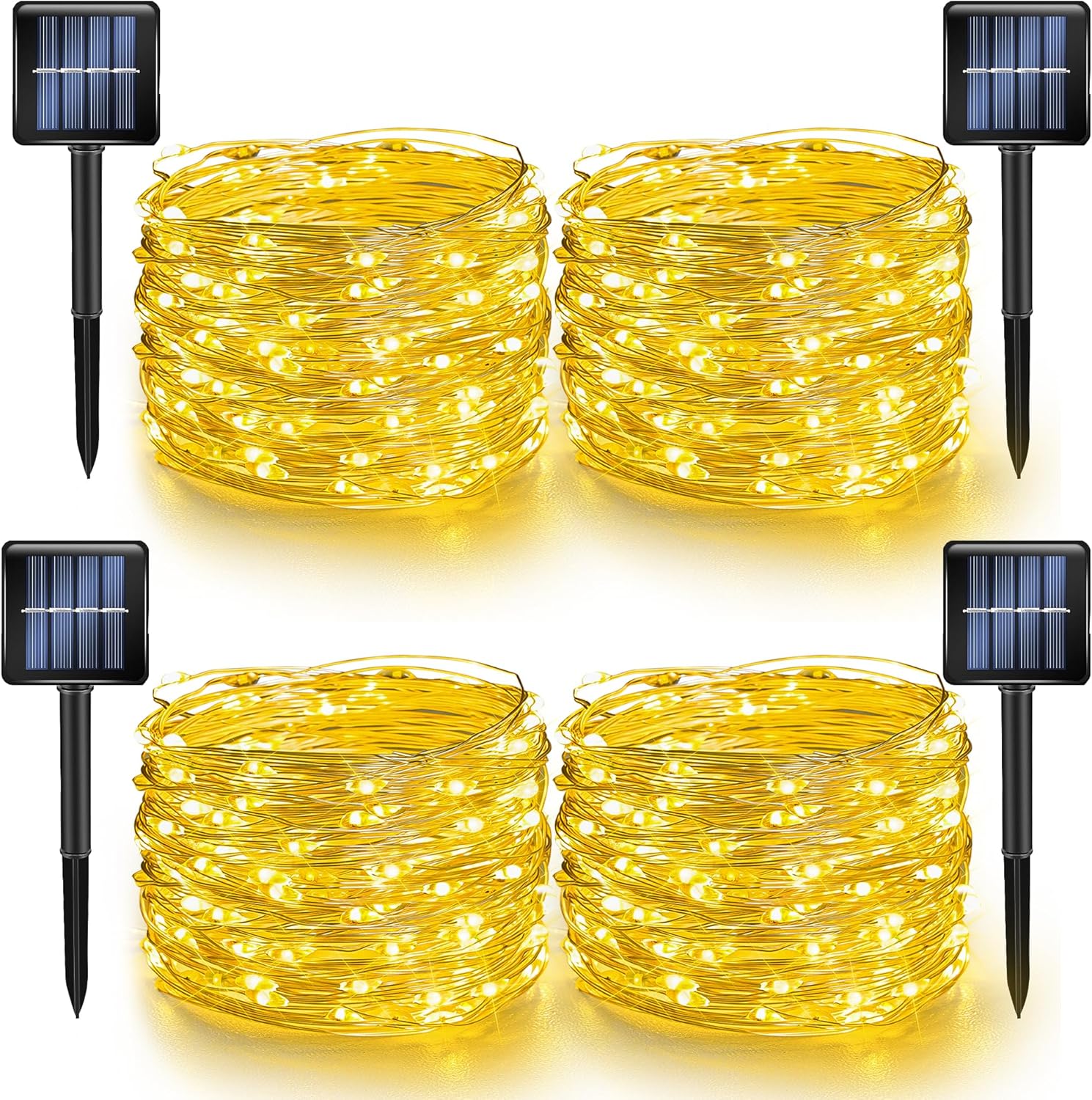 Dazzle Bright 4 Pack Solar String Lights Outdoor, Total 160FT 480LED Solar Powered Waterproof Fairy
