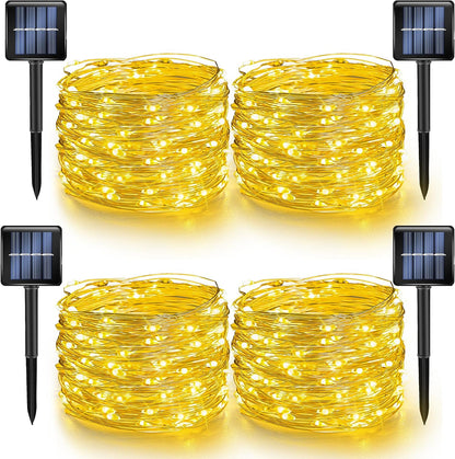Dazzle Bright 4 Pack Solar String Lights Outdoor, Total 160FT 480LED Solar Powered Waterproof Fairy