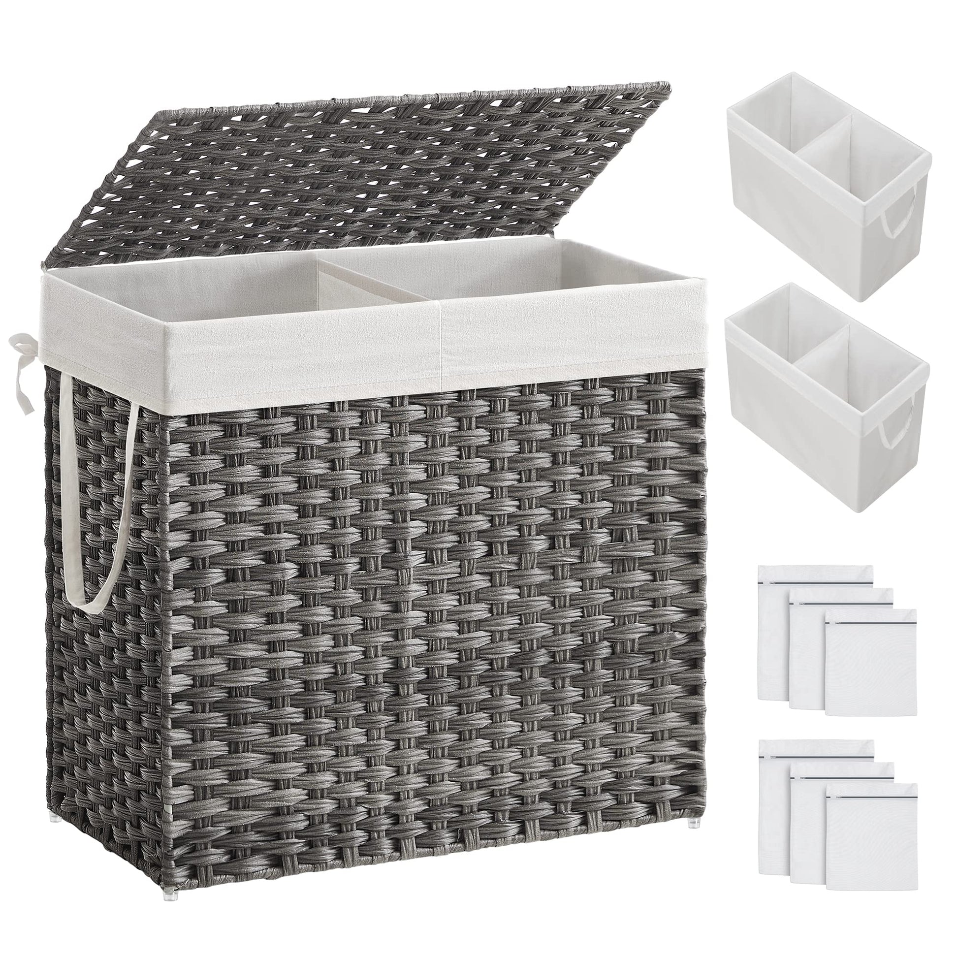 SONGMICS Laundry Hamper with Lid, 130L Wicker Laundry Basket