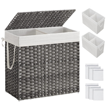 SONGMICS Laundry Hamper with Lid, 130L Wicker Laundry Basket