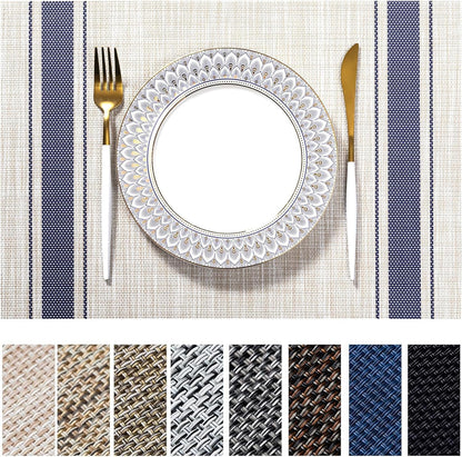 LEXMORE PlaceMats Set of 12 Vinyl/Plastic Woven Place Mats for Kitchen Table Indoor/Outdoor