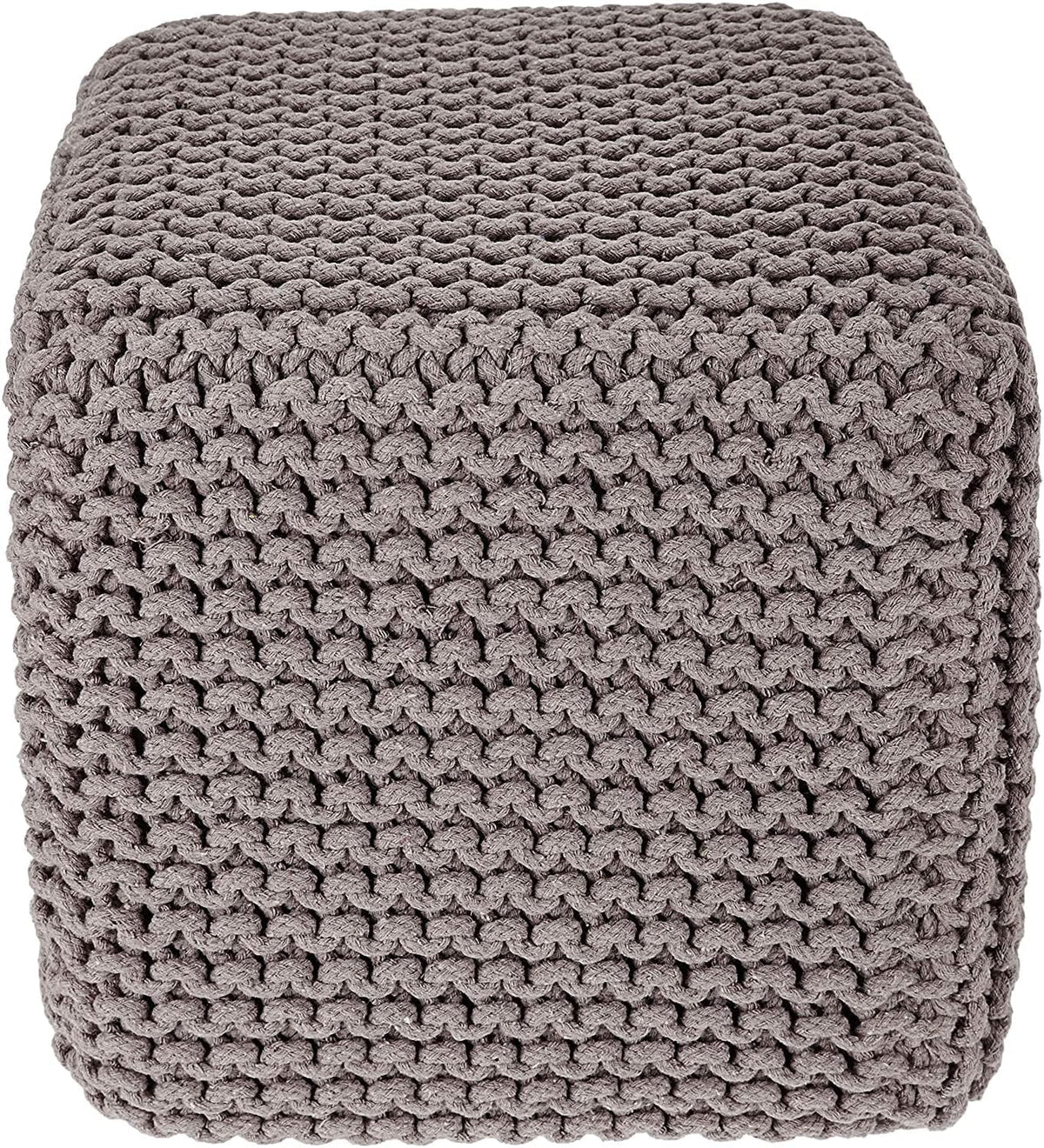 REDEARTH Cube Hand Knitted Pouf - Foot Stool Ottoman - Cord Boho Pouffe - Poof Accent Stuffed Table