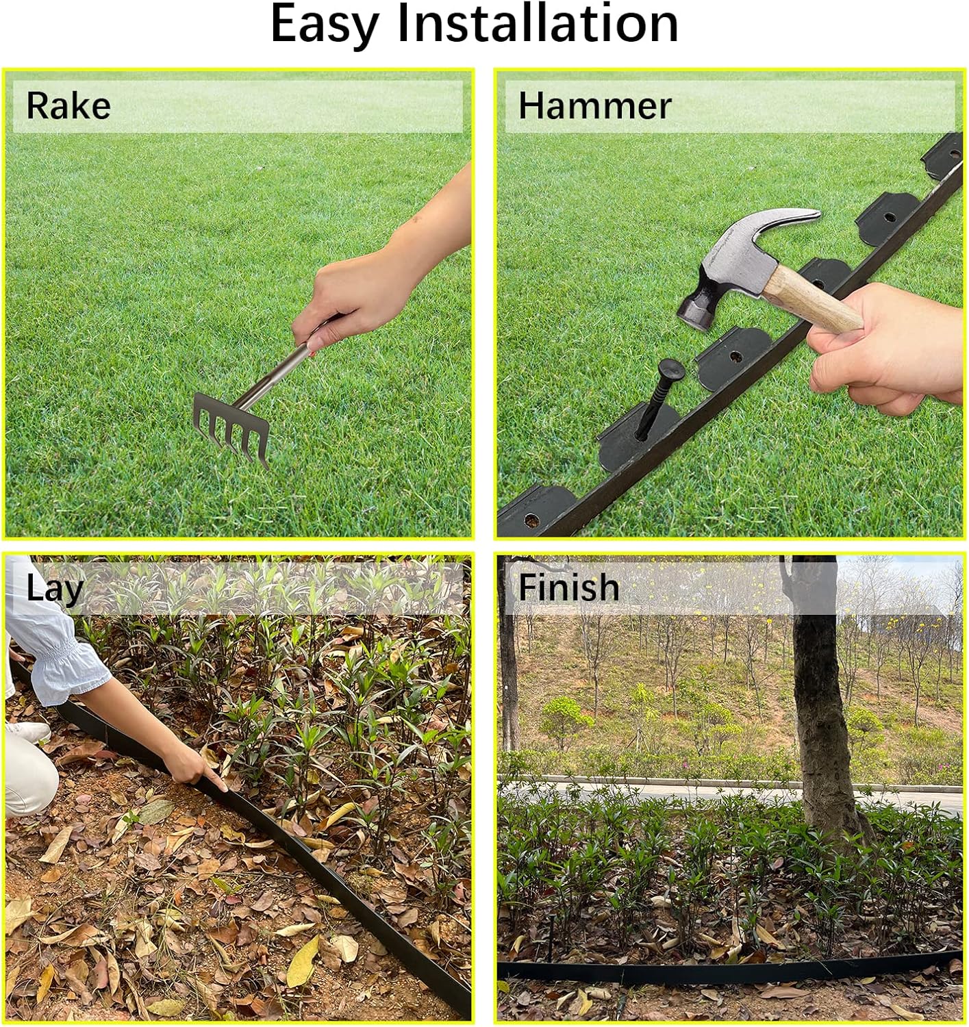 No Dig Garden Edging 33 FT Landscape Edging Extra Tall 4IN High, Landscape Edging with 30 Spikes