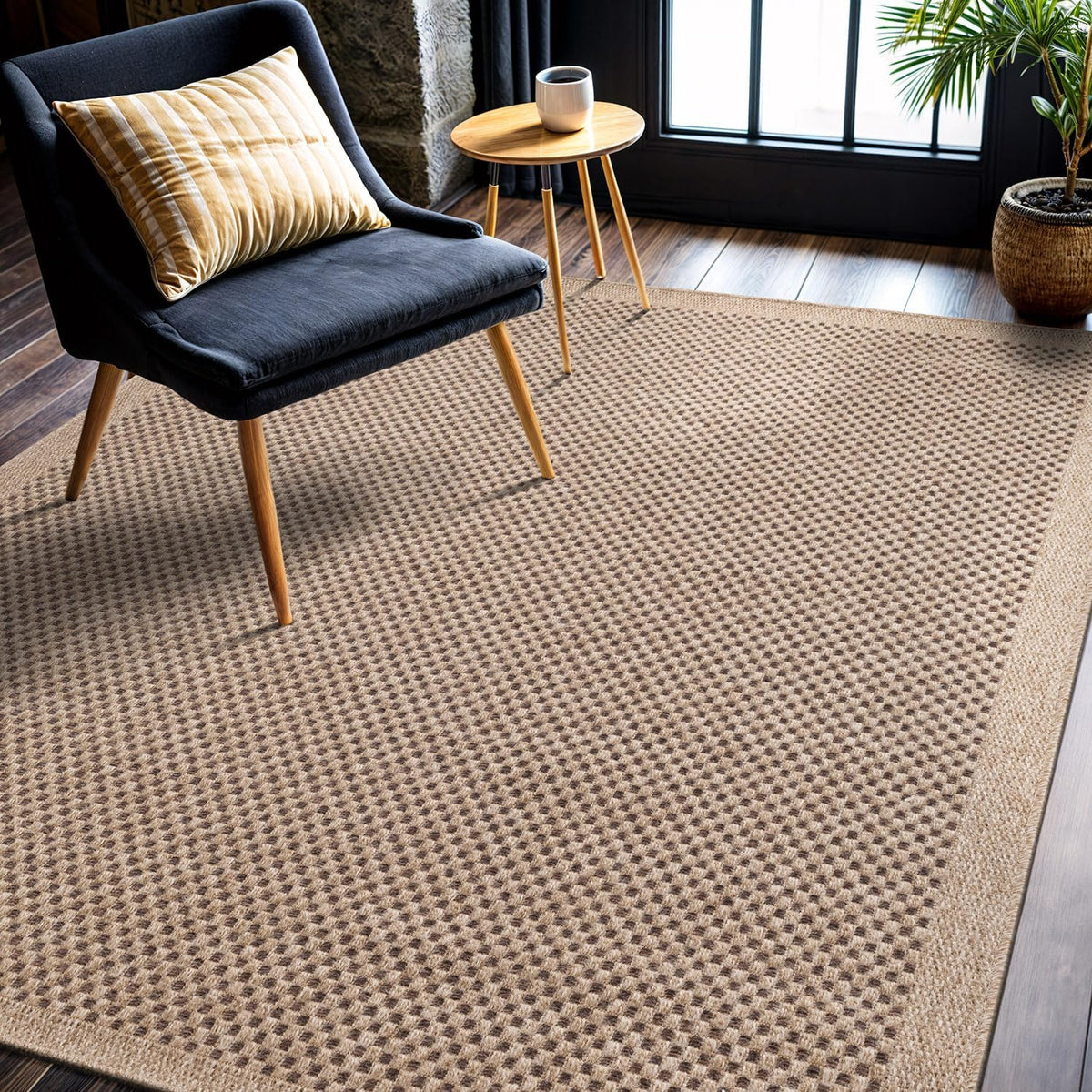 CAMILSON Easy Jute Rug 5x7, Indoor Outdoor Natural Color Fiber Area Rugs for Living Room Patio and