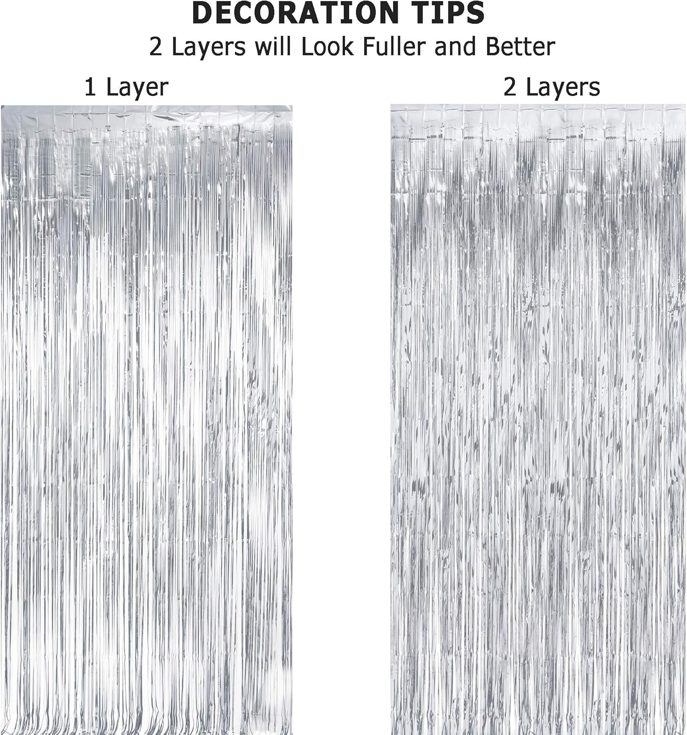 Silver Streamers Metallic Party Backdrop - GREATRIL Foil Fringe Tinsel Curtain for 2026