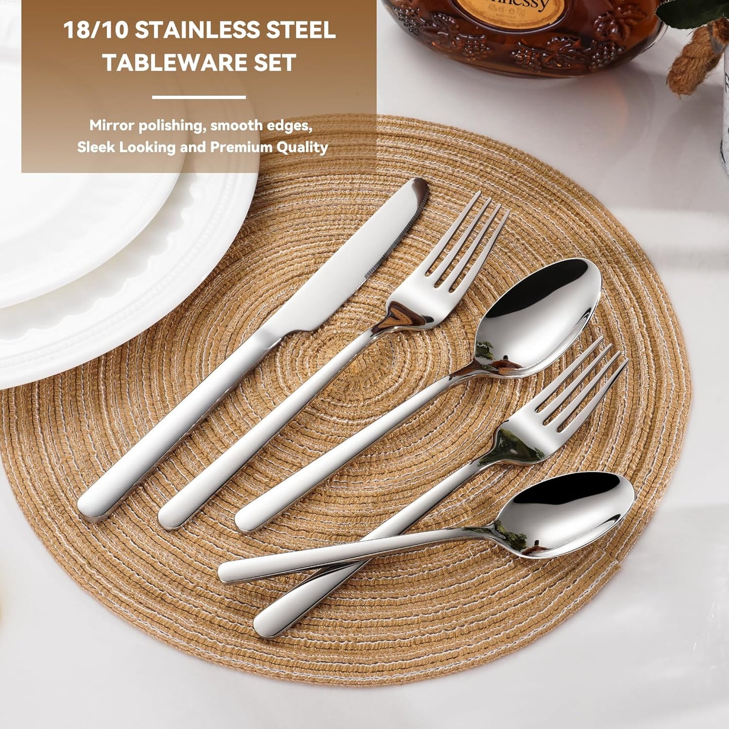 60 Piece Stainless Steel Silverware Set for 12, 18/10 Silverware Set, Flatware Set for 12, 18/10