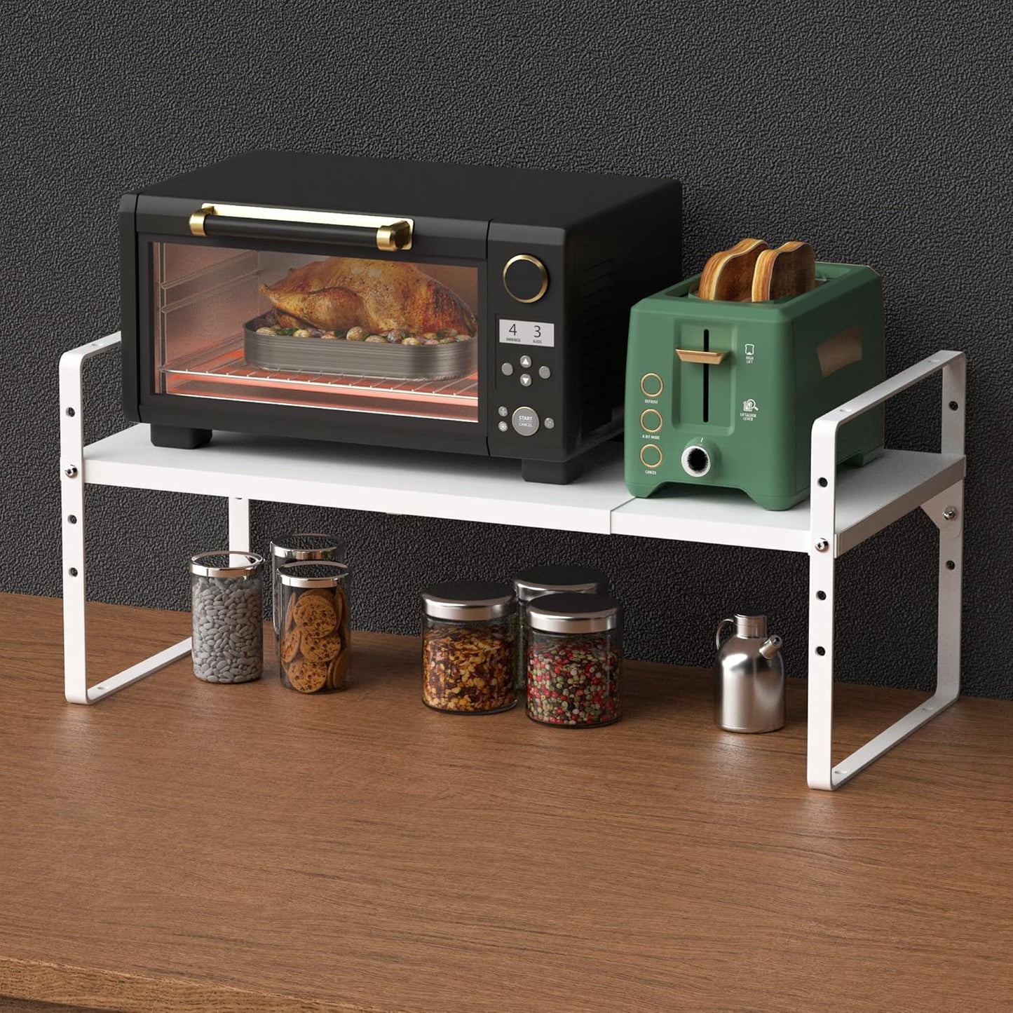 iPEGTOP Expandable Cabinet Storage Shelf Organizer Rack, Heavy Duty Cupboard Stand Spice Rack