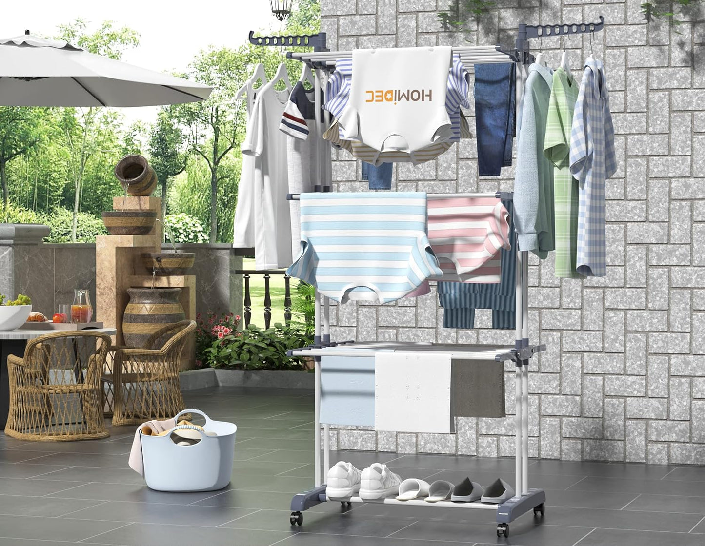 HOMIDEC Clothes Drying Rack, Oversized 4-Tier(67.7" High) Foldable Stainless Steel Drying Rack
