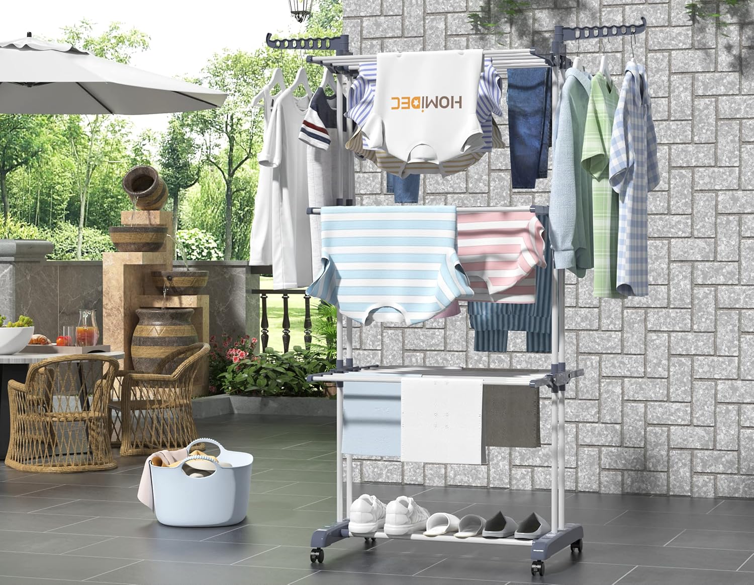 HOMIDEC Clothes Drying Rack, Oversized 4-Tier(67.7" High) Foldable Stainless Steel Drying Rack