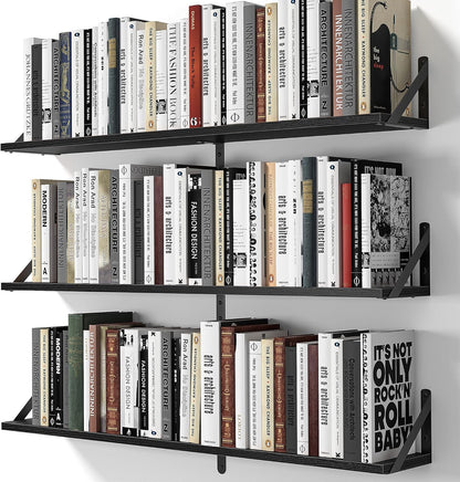 Heimlove Floating Shelves for Wall, 36 Inch Long Wood Floating Bookshelf Set of 3, Wall Mounted