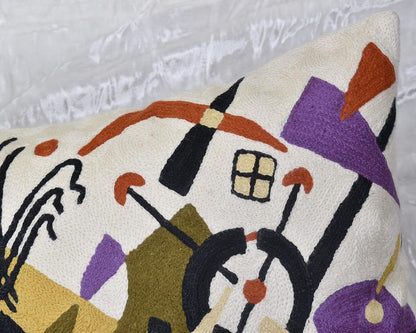 Kandinsky Abstract Pillow Cover - White Modern Throw Pillowcase Cream Chair Cushion Contemporary