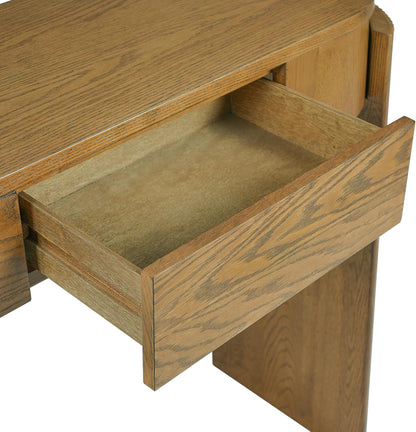55" Sofa Table with Oval Top and 2 Drawers, Entryway Console Table with Fluted Design for