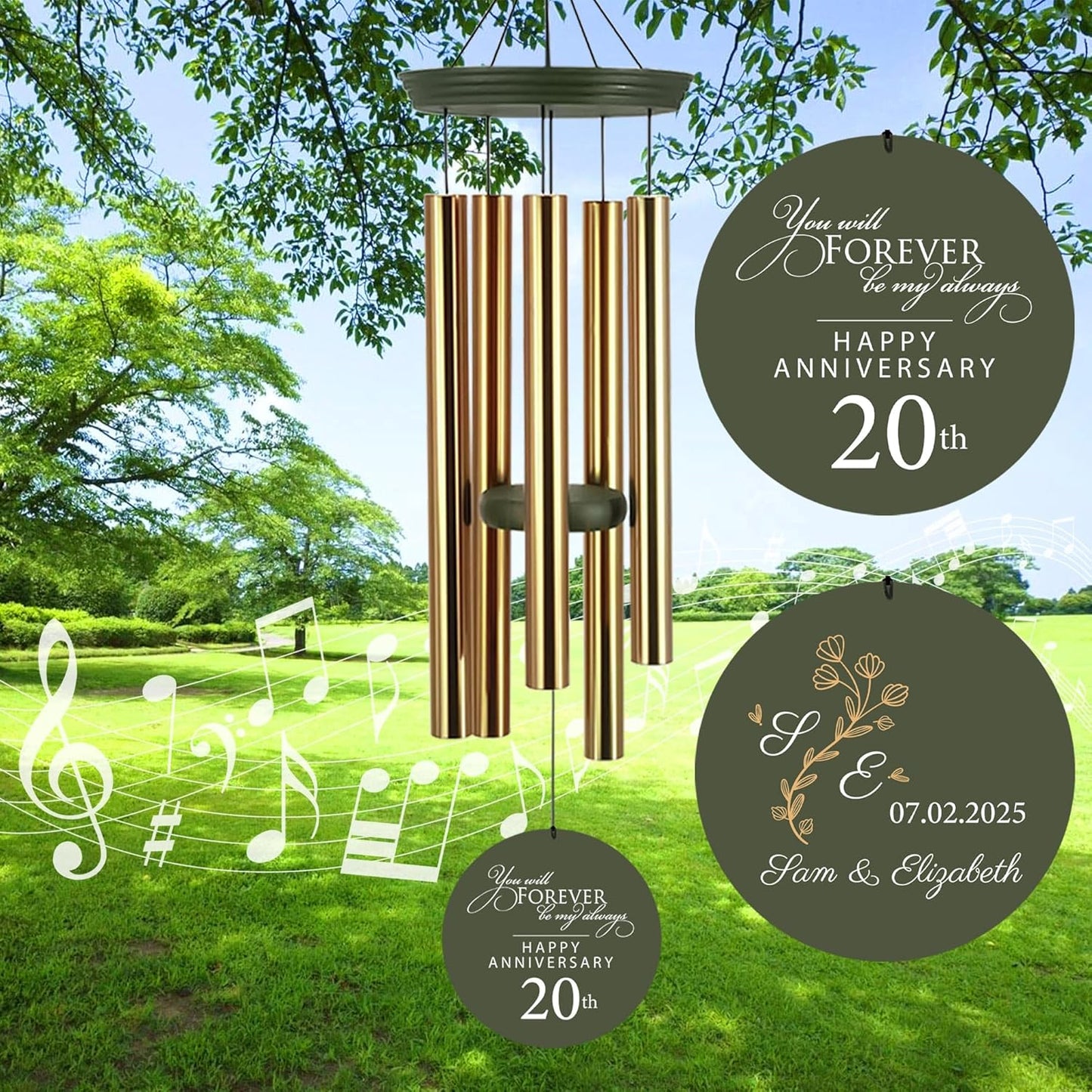 ASTARIN 20th Tree of Life Wind Chimes, Personalized Wind Chimes for Cople Women Men, Couple Gifts