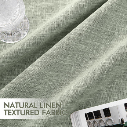 MIULEE Sage Green 100% Blackout Linen Curtain 96 Inch 2 Panel Set Double Sided No Coating Pinch