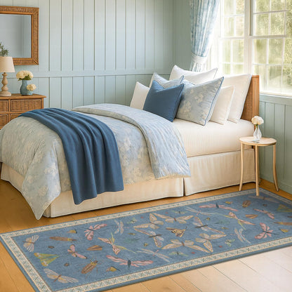 Boho Non Slip Kitchen Rug Runner - 2x6 Blue Washable Rug for Bathroom, Laundry Room, Hallway, Non