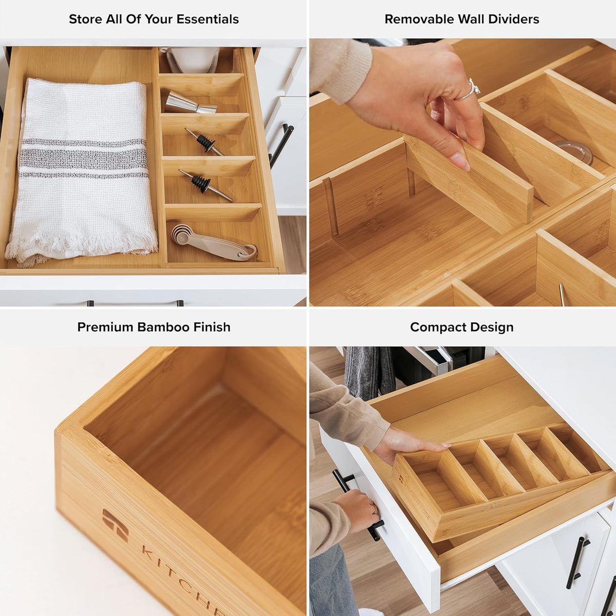 Premium Kitchen Utensils and Junk Drawer Organizer – Small 5-Compartment Design with 4 Removable