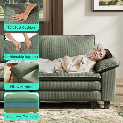 LINSY HOME Modular Sectional Sofa - 157'' Sleeper Sofa Cloud Couch Oversized Corduroy Sofa Bed with