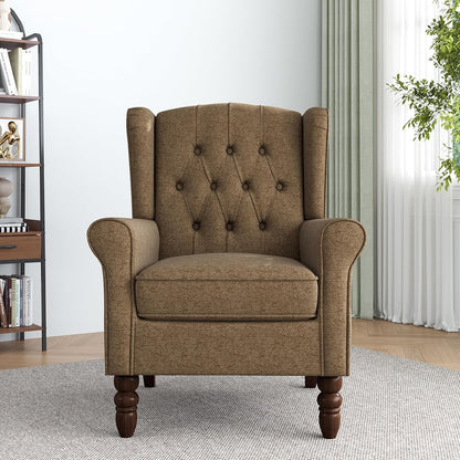 Lumibee High Back Accent Chair,Upholstered Wingback Armchair with Solid Wood Legs for Small