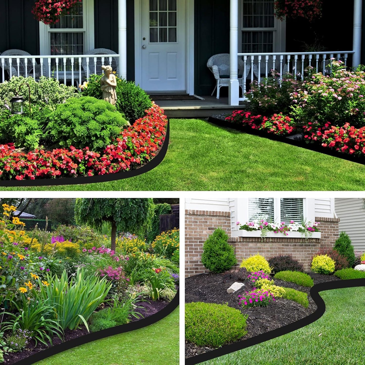 No Dig Landscape Edging Kit 60FT 2IN Tall with Scissors, Heavy Duty PP Material Garden Edging with