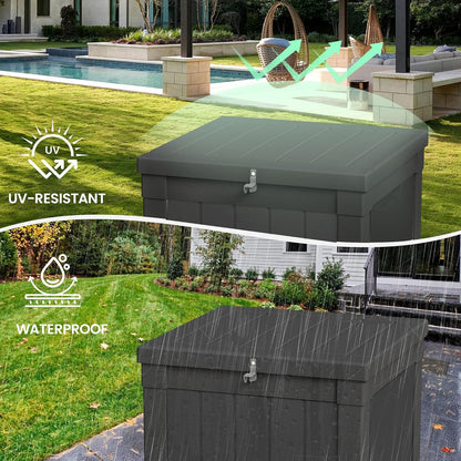 50 Gallon Storage Box, Waterproof Deck Box for Indoor & Outdoor Use, Lockable Pool Storage Bin for