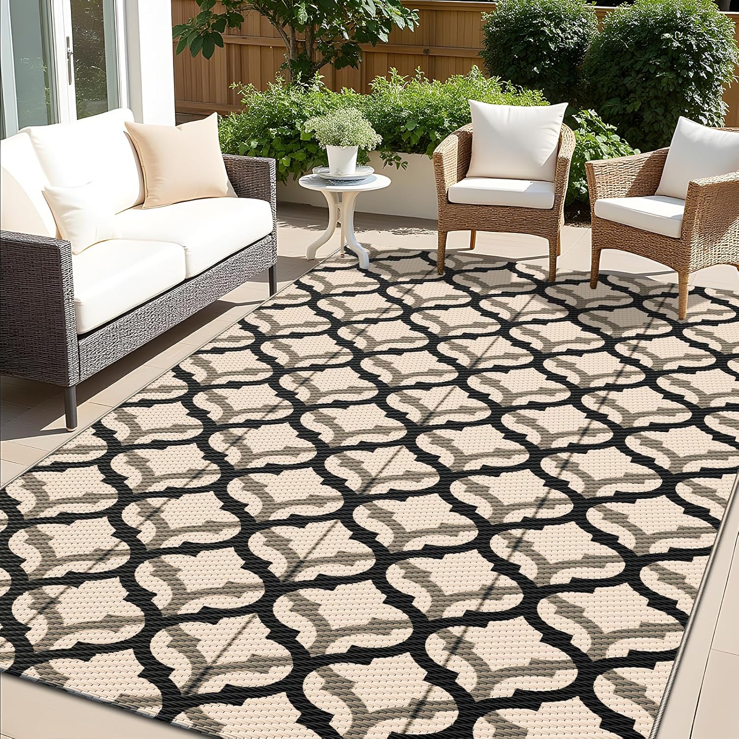 OLANLY Reversible Outdoor Rug 5x8 ft Clearance, Waterproof Outdoor Plastic Straw Rug with