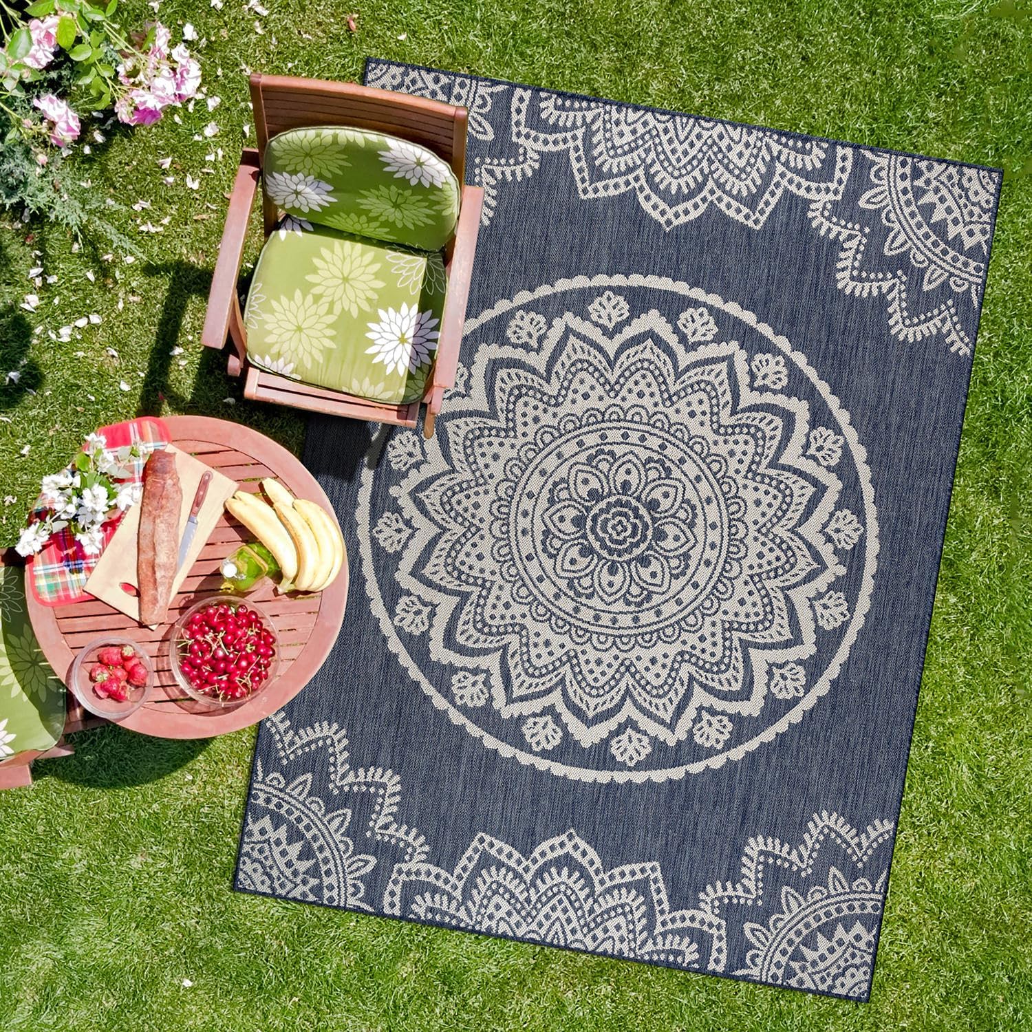 CAMILSON Outdoor Rug 10x14 Modern Area Rugs for Large Indoor and Outdoor Patios and Porches