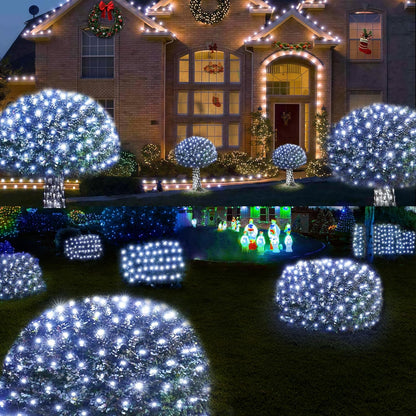 WBao Solar Christmas Lights Outdoor 360LED 11.5ft x 6.9ft Christmas Bushes Lights with Remote, 8