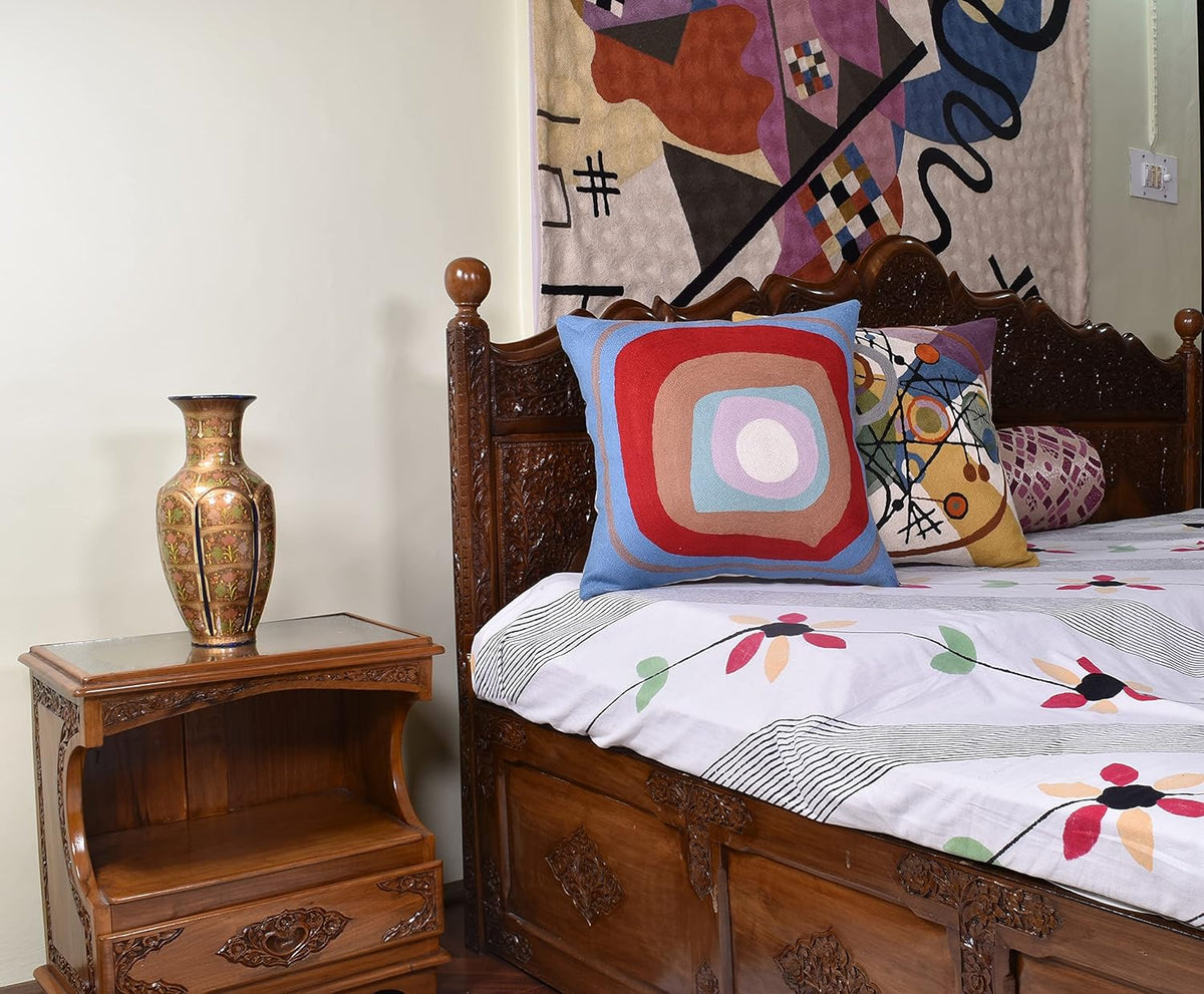 Kandinsky Modern Pillow Cover - Ruby Abstract Pillows | Contemporary Pillows | Mid Century Chair