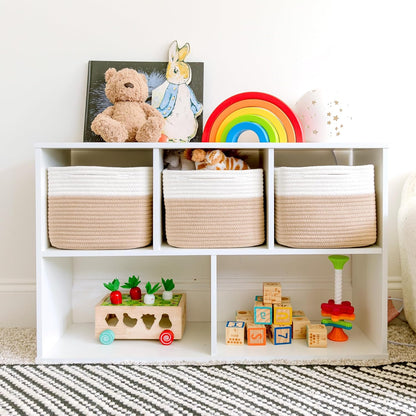 NaturalCozy Storage Cubes 9”x9”x7”Cotton Rope Woven Baskets for Organizing 3-Pack | 9 Inch Cube