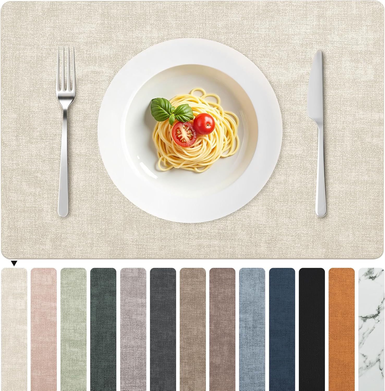 FROMHEART Faux Leather Placemats Set of 8–Waterproof,Heat/Oil Stain-Resistant PU Table