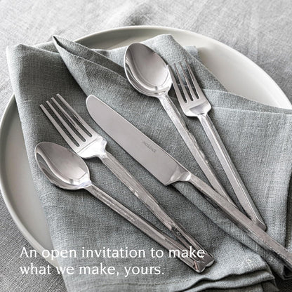 over&back 20pc Hand-Forged Flatware Cutlery Set - Comes with 4 Dinner Forks, 4 Salad Forks, 4