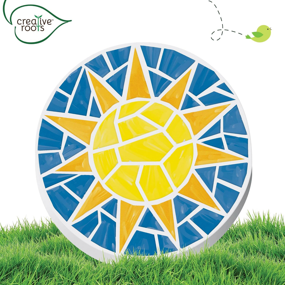 Creative Roots Mosaic Sun Stepping Stone Kit, Includes 7-Inch Ceramic Stepping Stone & 6 Vibrant