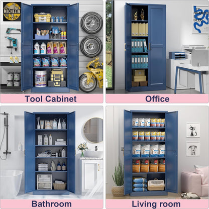 71" Storage Cabinet, Metal Pantry Cabinet, Kitchen Pantry Storage Cabinets with Doors and 4