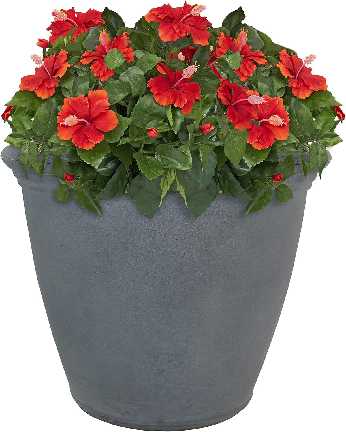 Sunnydaze 20-Inch Anjelica Large Plastic Pot for Plants - Outdoor Polyresin Round Planter with
