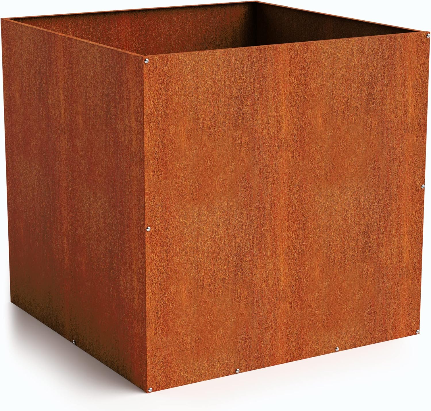 DIY CARTEL Corten Steel Cube Outdoor Planter Box, Rustic & Modern Farmhouse Design, Large Raised