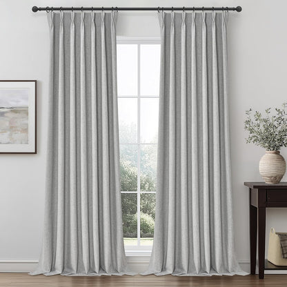 Gray 108 Inch Extra Long Curtains for Living Room 2 Panels Set, Memory Trained Pinch Pleated