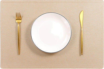 Set of 8 Faux Leather Placemats, PU Table Mats, Waterproof, Stain Resistant, Heat Resistant, Easy