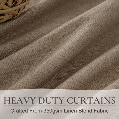 Primitive Curtain 108 Inch Long 2 Panels Burg,Chocolate Rust Brown Pinch Pleated Linen Blended 9 ft