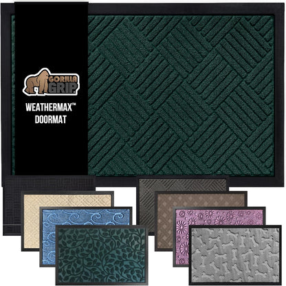 GORILLA GRIP 100% Waterproof All-Season WeatherMax Doormat US Designed Natural Rubber, Stain and