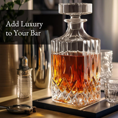 Luxury Gift For Men – Whiskey Decanter Set For Beloved Husband Or Dad Birthday Gift – 4 Whiskey