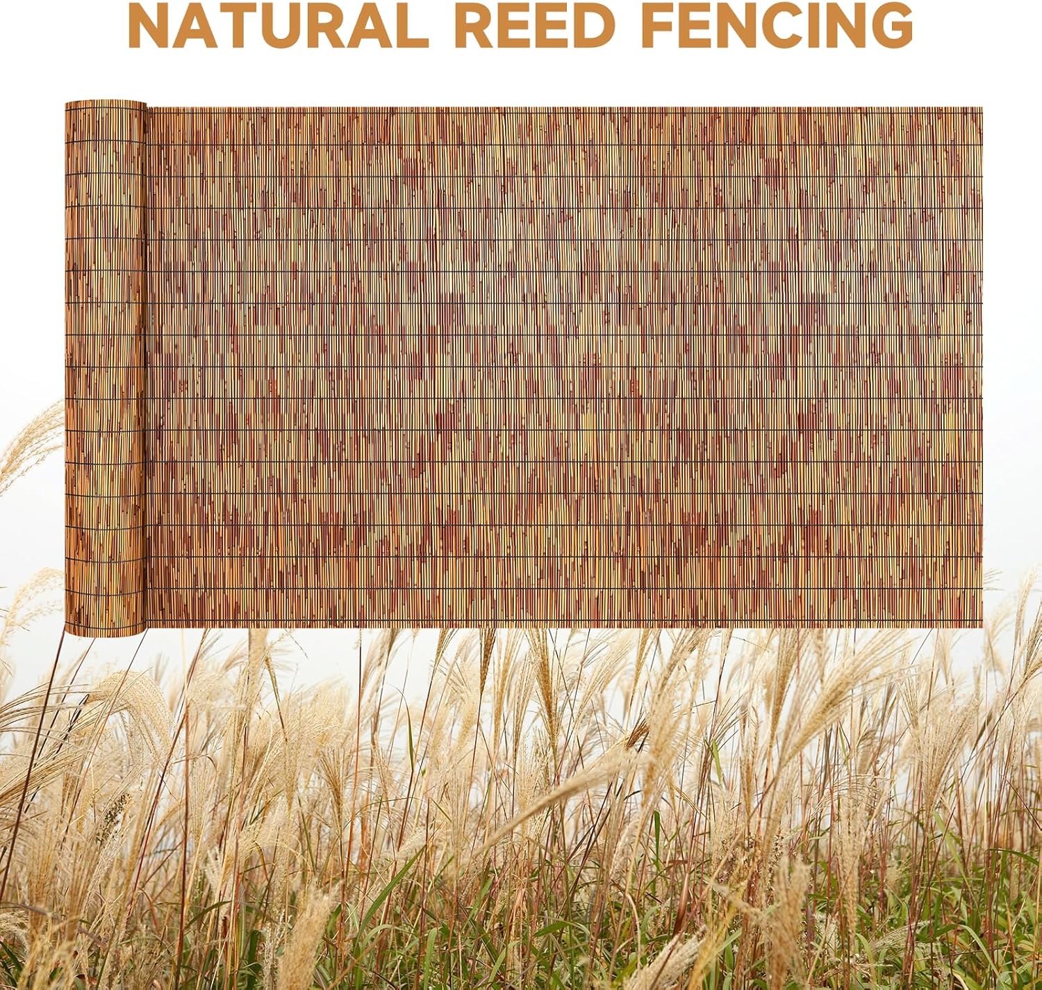 ZNCMRR Natural Reed Fencing Rolls,4FT X 16.4FT Reed Screen Curtain Balcony Reed Fence for Outdoor